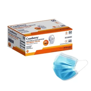 Mascarilla de 3 Pliegues – 50 unidades Cranberry