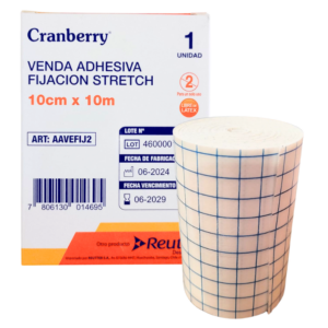 Venda Gasa Adhesiva Fijacion Stretch 10 Cm X 10 M Cranberry Blanco