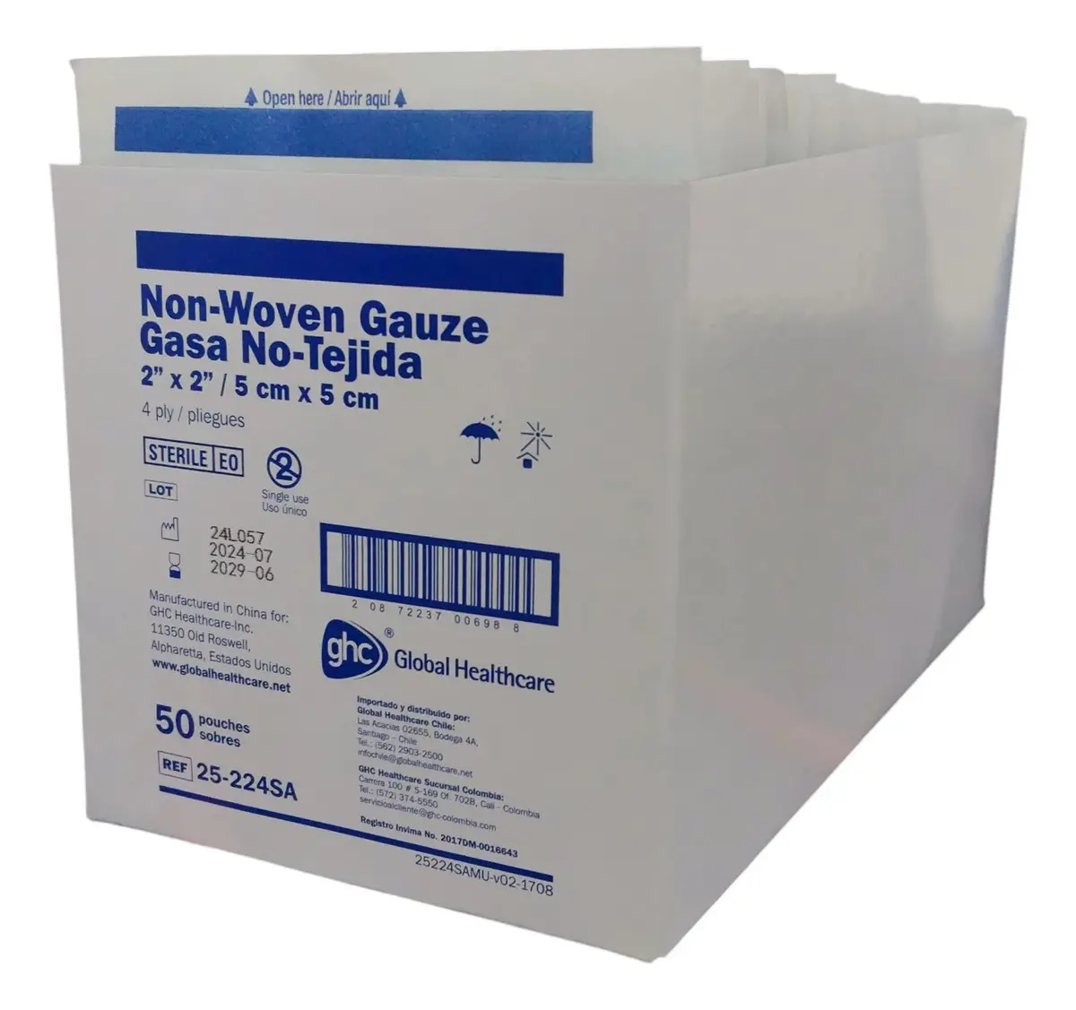 Gasa No Tejida 4 Pliegues 5 x 5 cm - Caja 50 unidades
