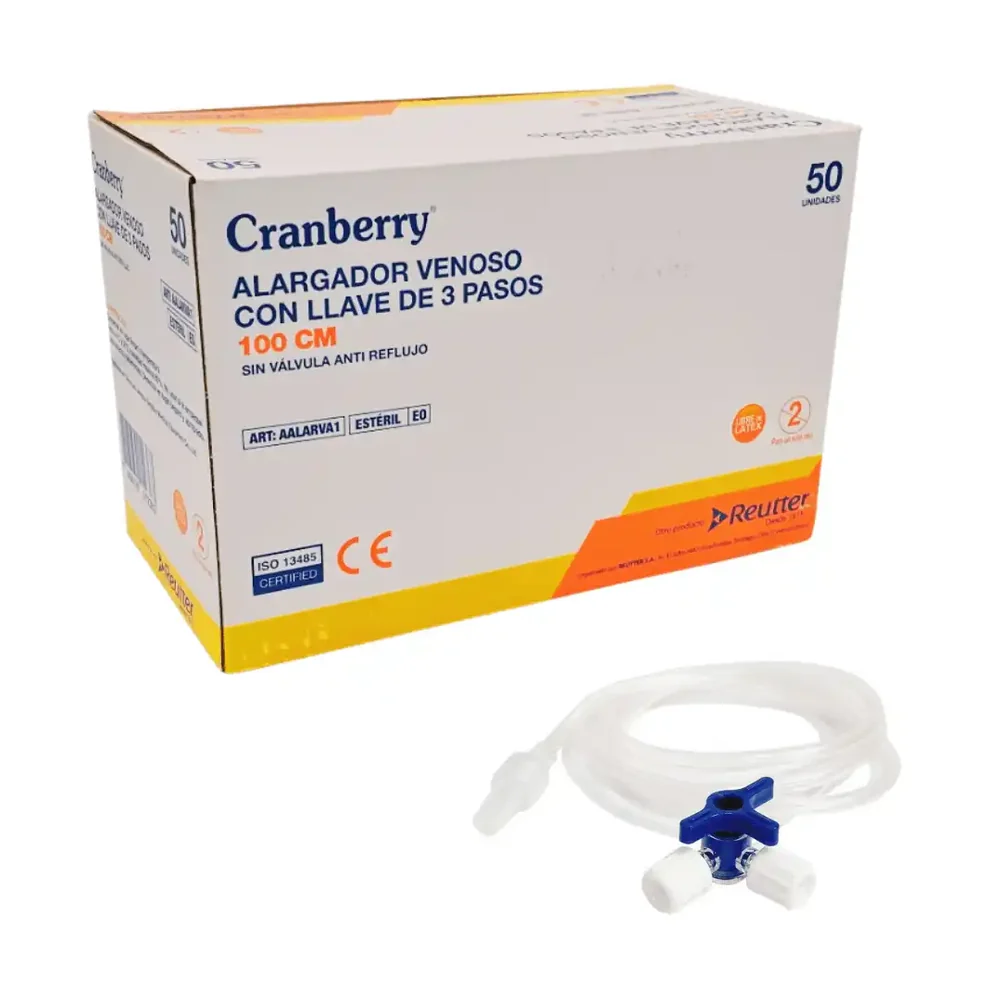 Alargador Venoso con Llave de 3 Pasos 100 cm Cranberry - Imagen 3