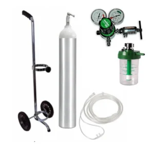 Kit Inicial de Oxígeno: Tubo, Carro, Humidificador, Regulador y Naricera